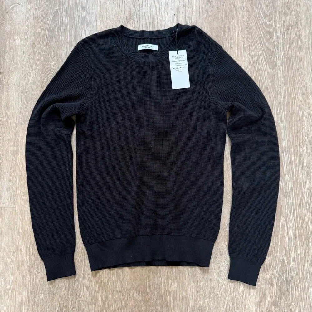 Kenneth Cole Sweater Collection Mens Small Crew Neck Long Sleeved Heathered Back - Picture 1 of 7